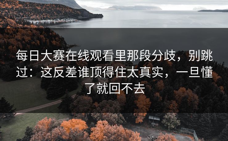 每日大赛在线观看里那段分歧,别跳过:这反差谁顶得住太真实,一旦懂了就回不去